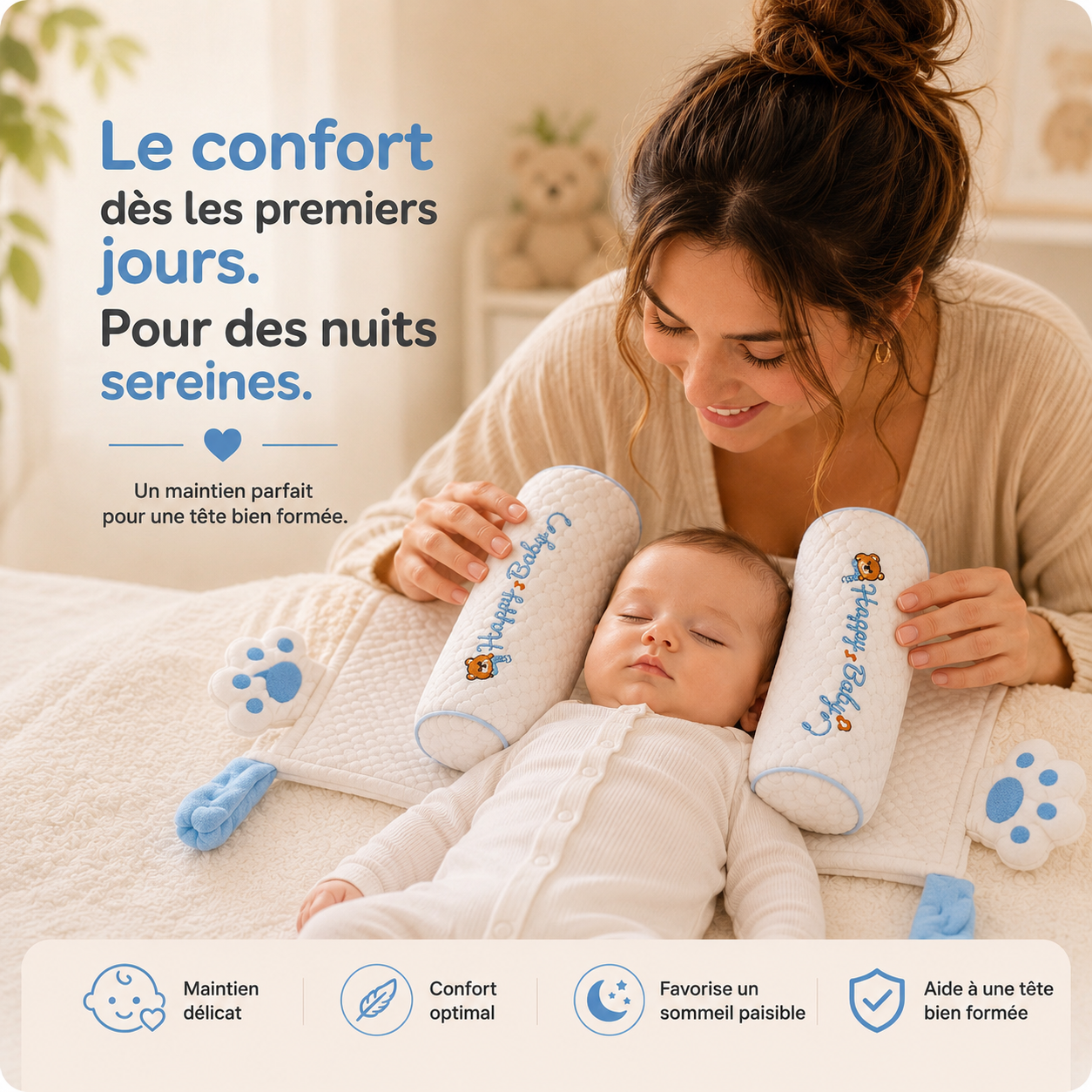 MommyDream™ — Coussin anti-tête plate ajustable pour bébé